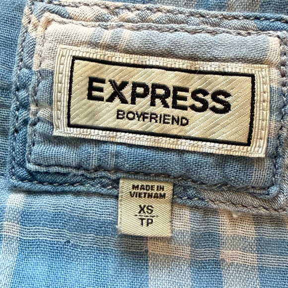 Express Light Blue Checkered Shirt - Picture 3 of 3